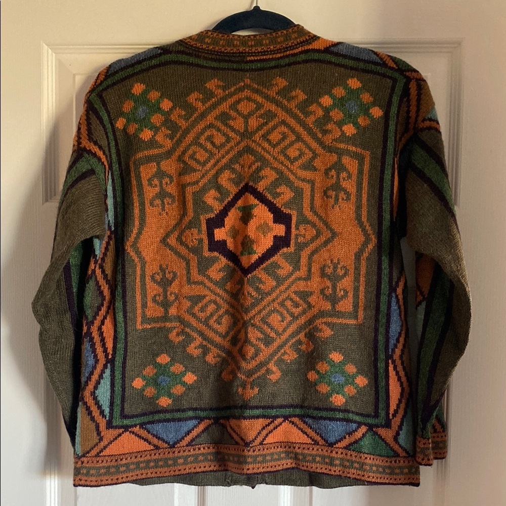 Colorful Geometric Alpaca Cardigan - Picture 2 of 4